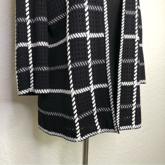 Misook black and white plaid knit open front jacket size Extra Small XS - Picture 3 of 14